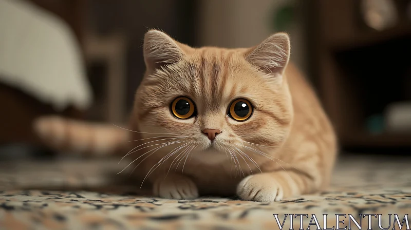 Curious Ginger Kitten with Big Eyes AI Image