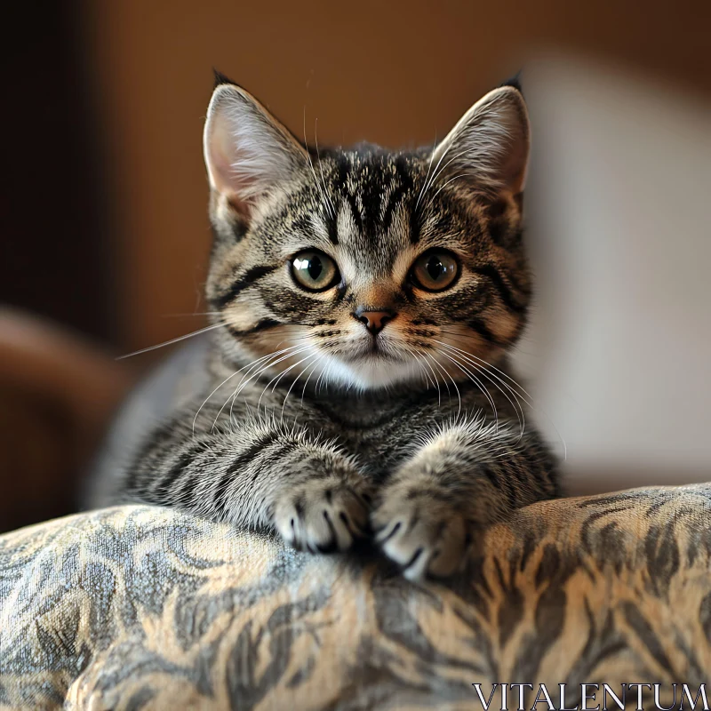 Young Tabby Kitten Close-Up AI Image