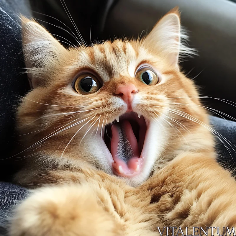 Shocked Fluffy Orange Cat AI Image