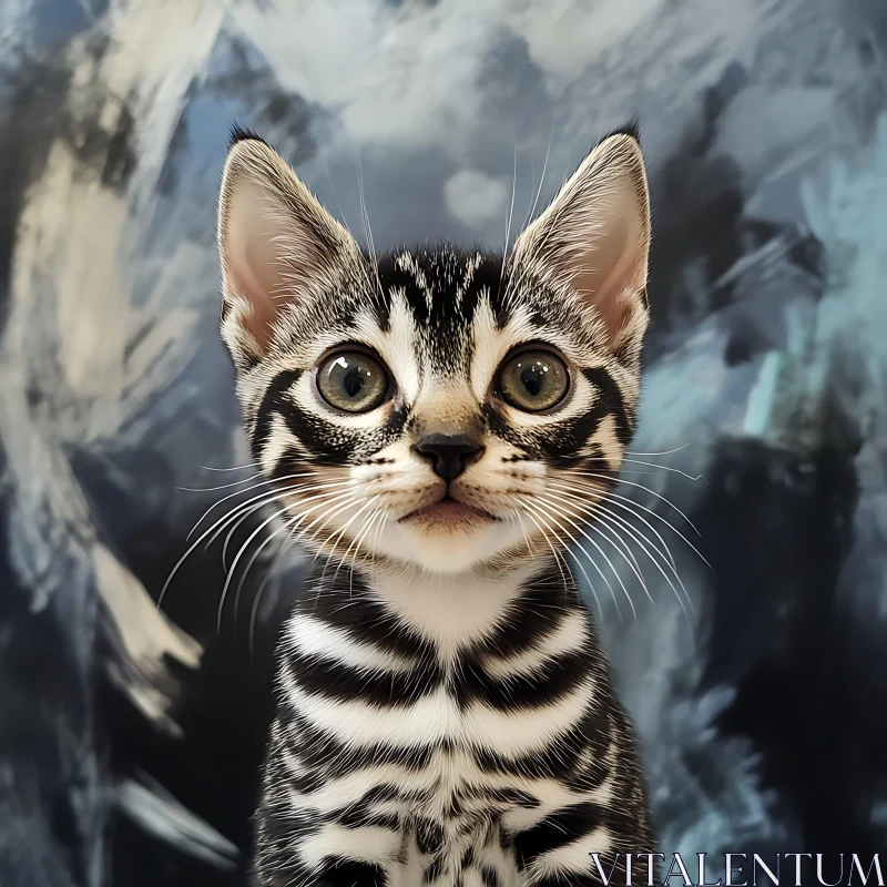 Expressive Kitten with Striking Stripes AI Image