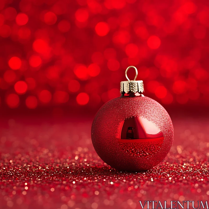 Sparkling Red Holiday Decoration AI Image