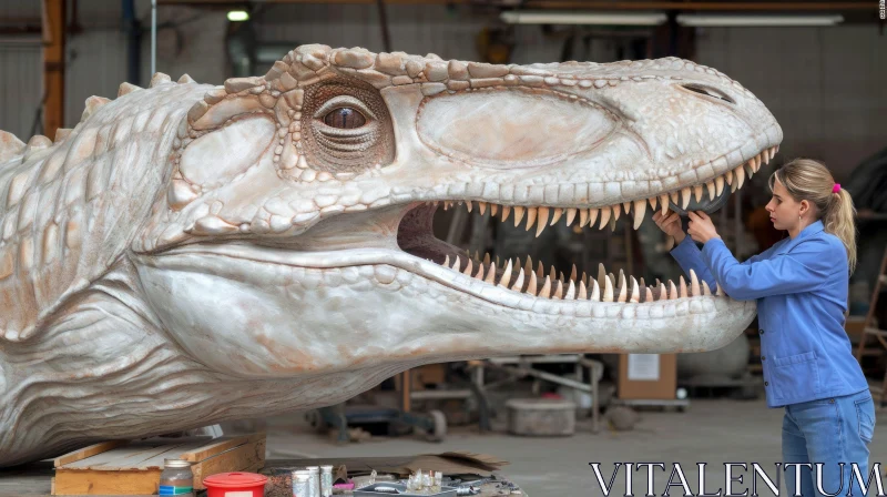 Exquisite Dinosaur Statue Restoration - Stunning Artwork AI Image