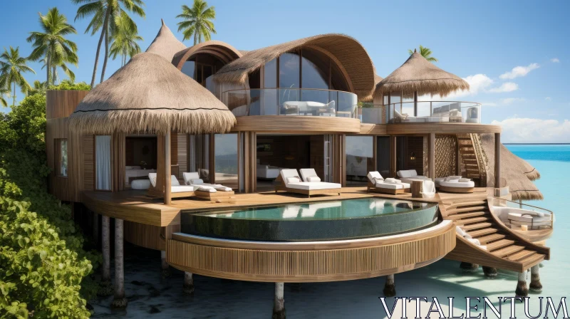 Luxurious Futuristic Resort in Maldives | 3D Rendering AI Image