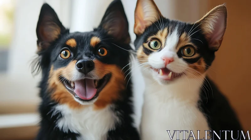 Happy Dog and Cat Duo AI Image