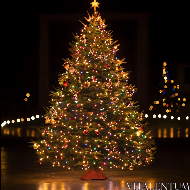 Festively Decorated Christmas Tree AI Image