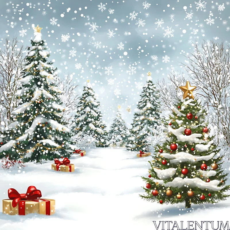 Winter Holiday Festive Scene AI Image