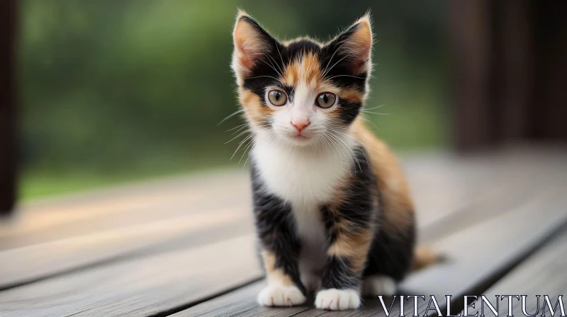 Cute Calico Kitten on Deck AI Image