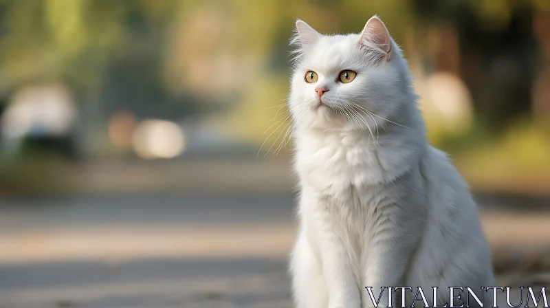 Graceful Feline Portrait in Natural Setting AI Image