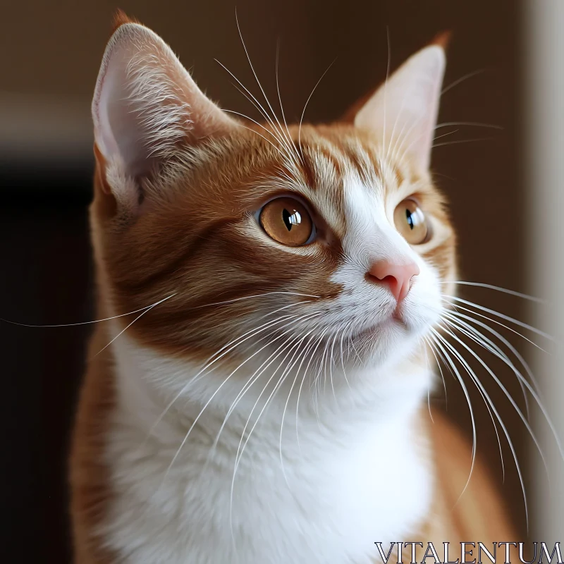 Ginger and White Cat Staring Intently AI Image