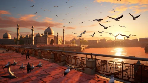 Birds in City at Sunset | Unreal Engine 5 | Indian Motifs
