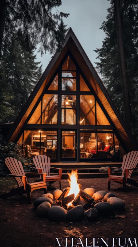 Captivating Log Cabin in Enchanting Forest | Dark Modernism | Vacation Dadcore AI Image