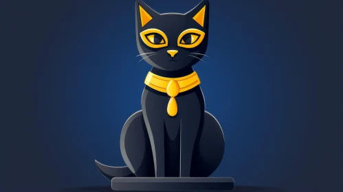 Curious Black Cat Vector Illustration