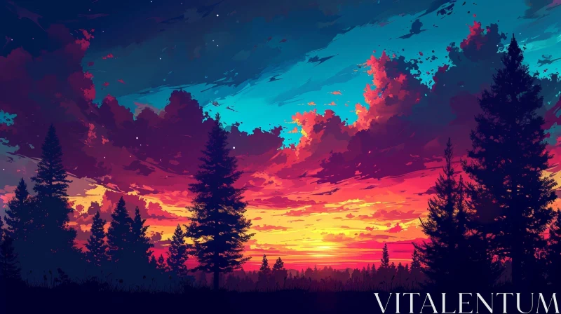 Enchanting Landscape Painting in Vibrant Colors AI Image