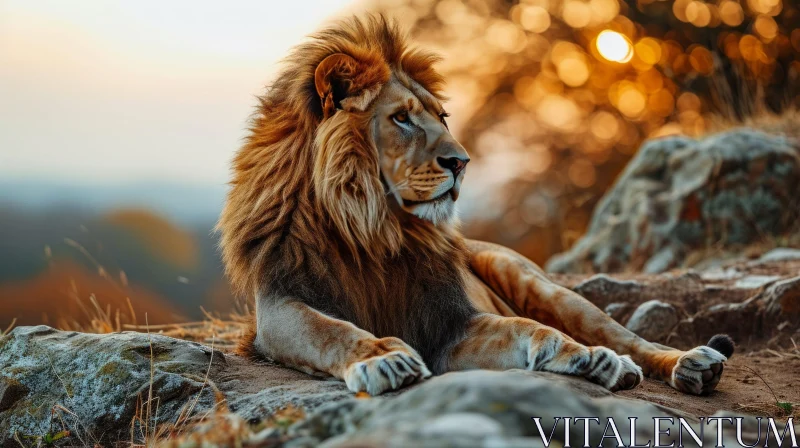 Majestic Lion in the Wild: A Captivating Wildlife Photograph AI Image