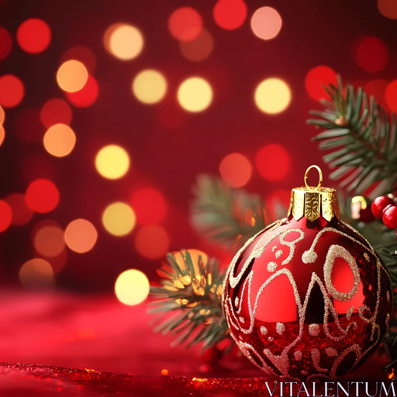 Festive Holiday Decoration with Bokeh Background AI Image