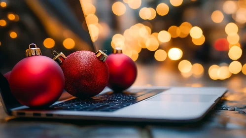 Holiday Decorations and Laptop