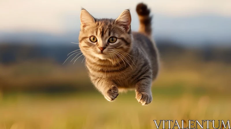 AI ART Adorable Striped Kitten Jumping