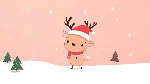 Cute Reindeer in Winter Wonderland