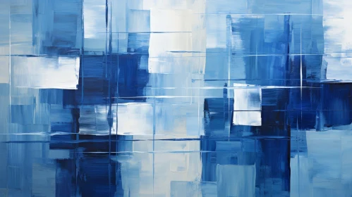 Blue Abstract Painting with Oil Paints