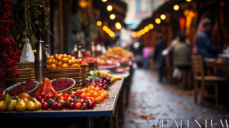 Fresh Market Produce in Colorful Urban Landscape AI Image