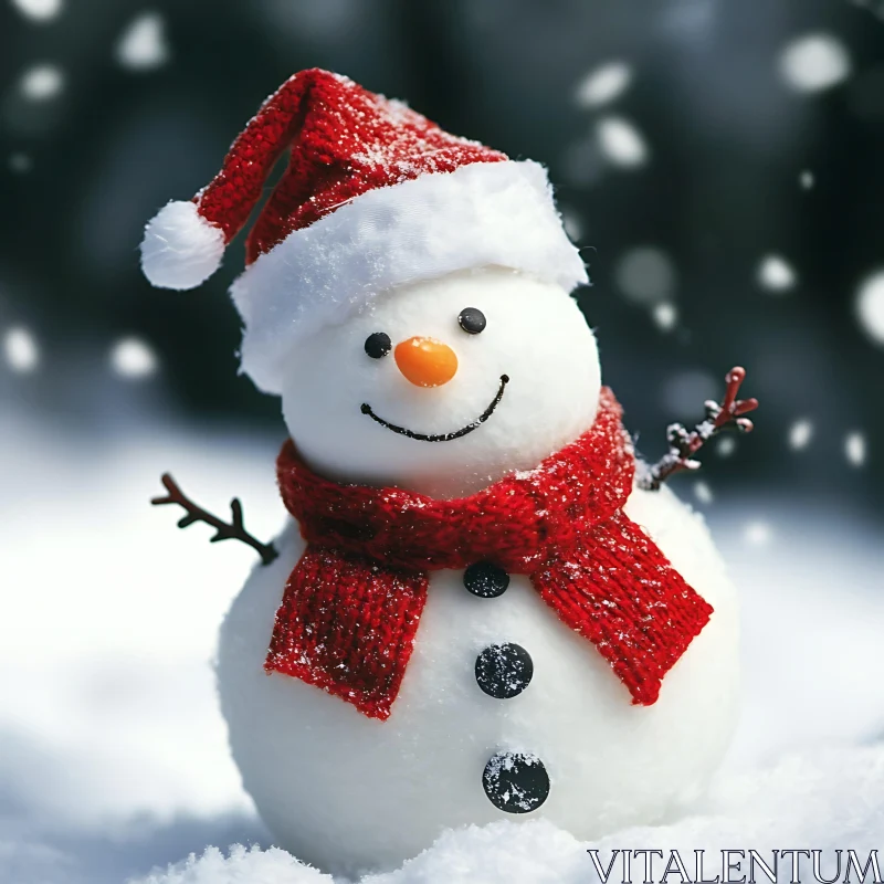 Santa Snowman in Festive Winter Scene AI Image