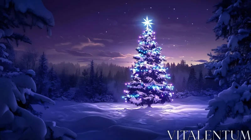 AI ART Charming Yuletide Tree in Winter Wonderland