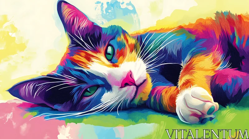 AI ART Vivid Abstract Art of a Cat