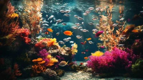 Diverse Coral Reef and Tropical Fish