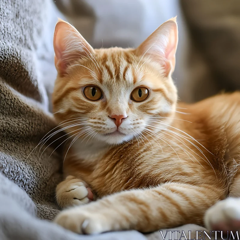 Cute Orange Tabby Cat Relaxing AI Image