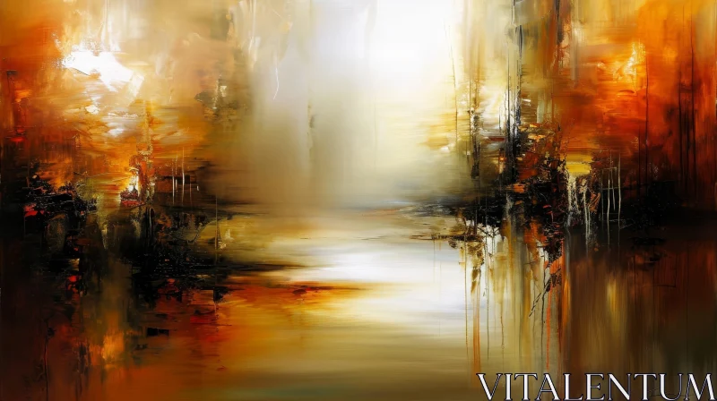 Abstract Landscape Painting | Oil on Canvas | Warm and Inviting Colors AI Image
