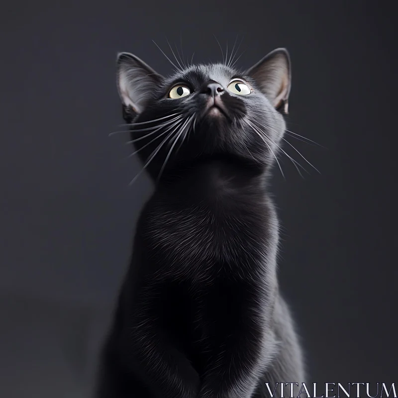 Black Feline Portrait with Captivating Eyes AI Image