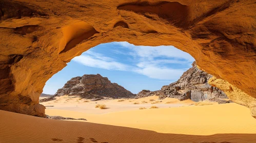 Desert Archway Leading to Majestic Sand and Rocks