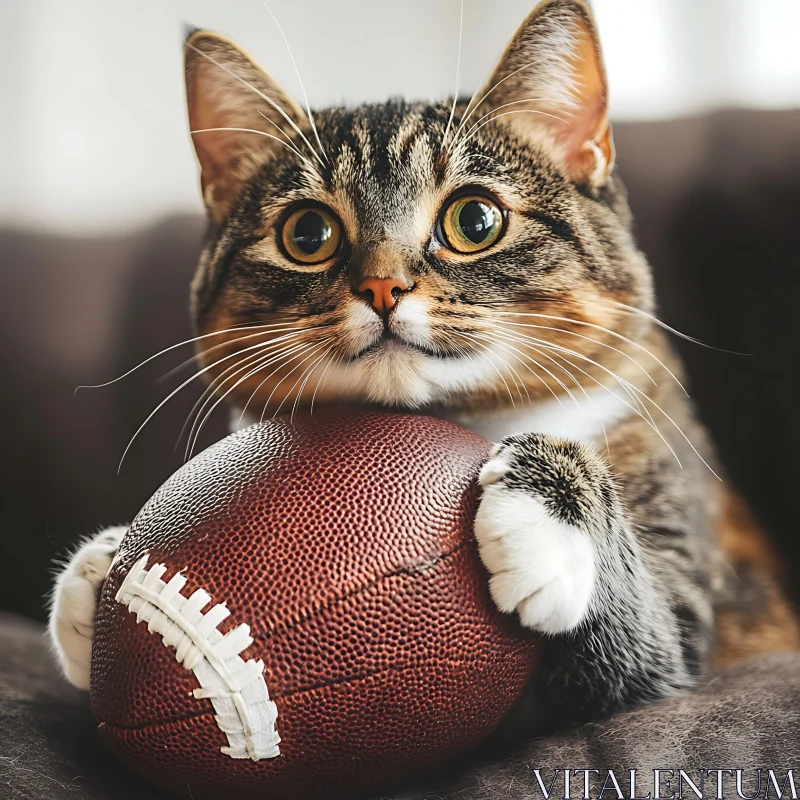 Cute Cat with Football AI Image