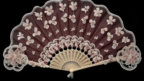 Elegant Vintage Hand Fan with Pink Silk and Ivory Handle