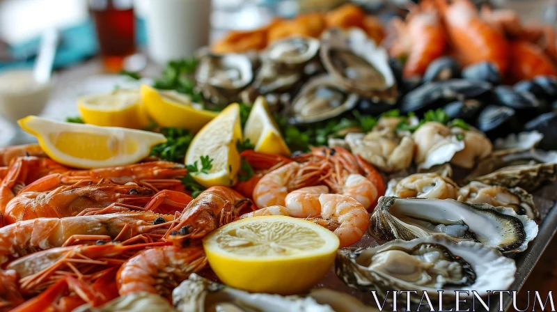 AI ART Exquisite Seafood Platter: Fresh Oysters, Shrimp, and Lobster