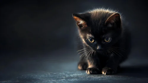 Expressive Black Kitten Close-Up