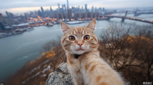 Cityscape with Cat Selfie