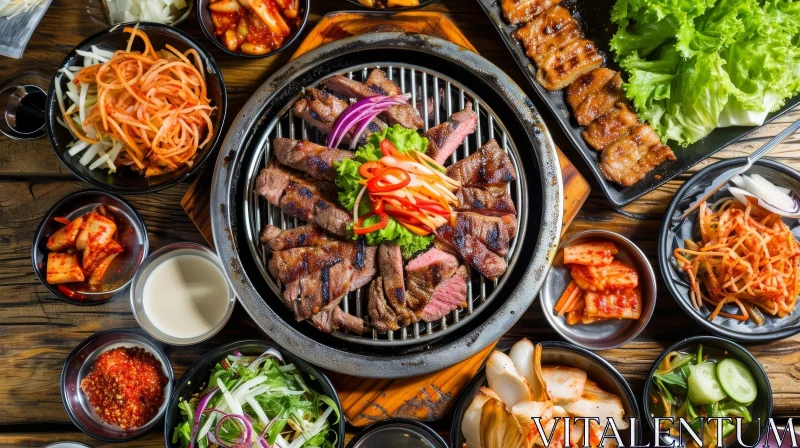 Indulge in the Rich Flavors of Korean Cuisine on a Vibrant Table AI Image
