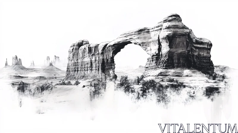 Desert Rock Arch Illustration AI Image