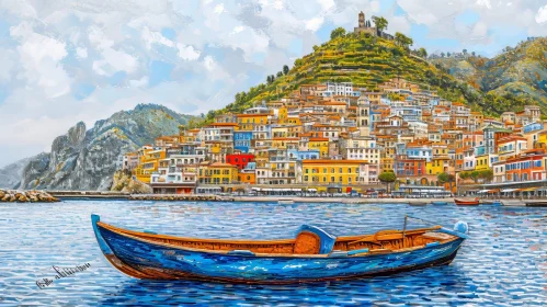Captivating Coastal Town Painting | Vibrant Colors | Realistic Style