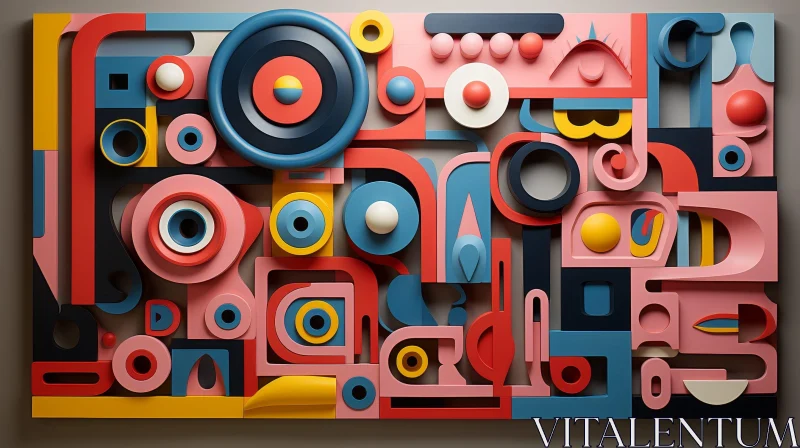 Colorful 3D Abstract Shapes - Visual Overload Artwork AI Image