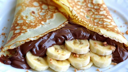 Delicious Chocolate and Banana Crepe | Close-Up Image