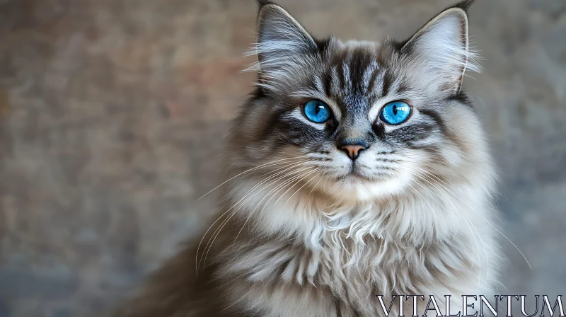 Captivating Deep Blue Eyes of a Cat AI Image