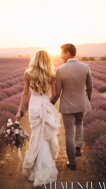 Lavender Field Wedding at Sunset: A Classic Glamour AI Image