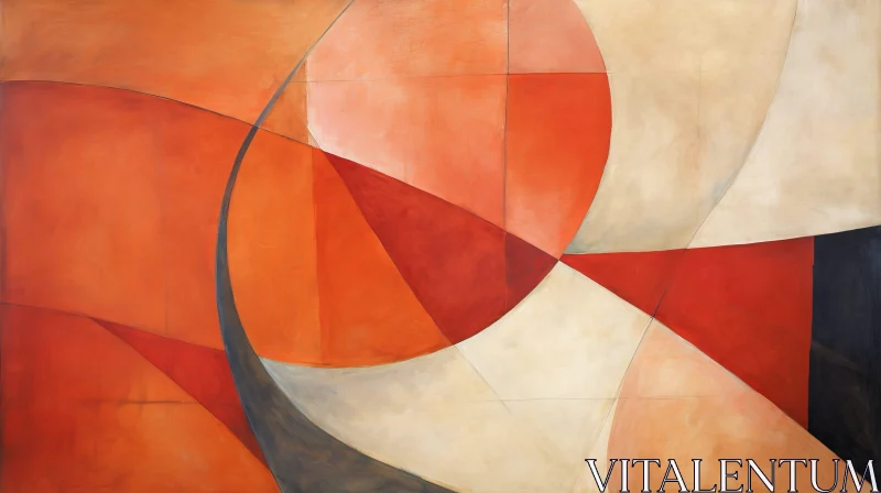 AI ART Orange Geometric Shapes Painting