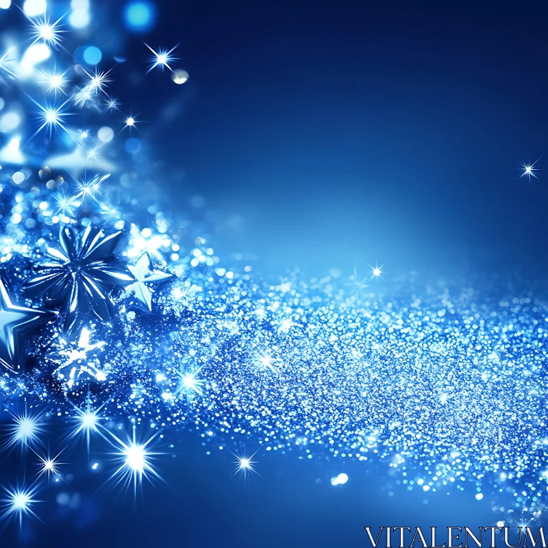 Glistening Blue Glitter with Stars AI Image