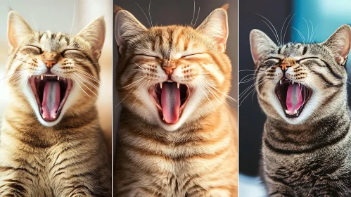 Three Cats Yawning