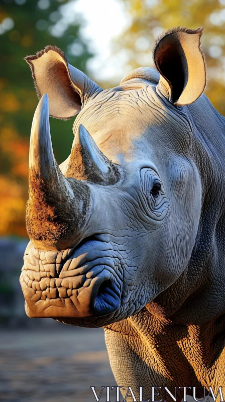 Close-Up of a Rhinoceros in the Wild AI Image