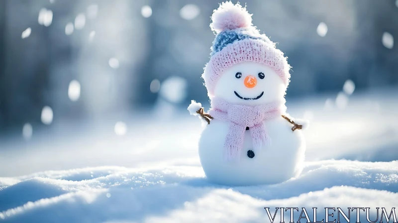 AI ART Cheerful Snowman on a Snowy Day