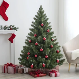 Festive Christmas Tree with Elegant Red Ornaments